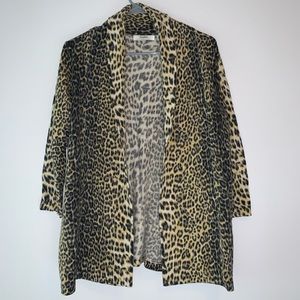 Neiman Marcus cashmere leopard print cardigan